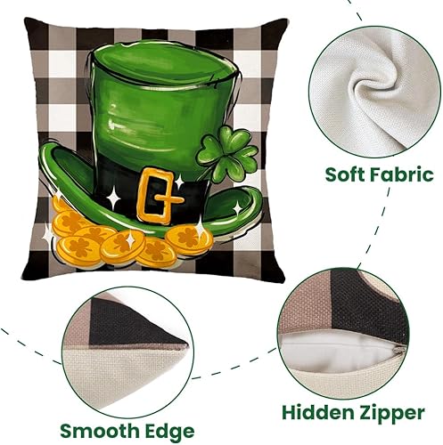 Miniatura 3 de Fundas de almohada del Día de San Patricio de 18 x 18 pulgadas, fundas de almohada para decoración de sofá y decoración de sofá, diseño de búfalo