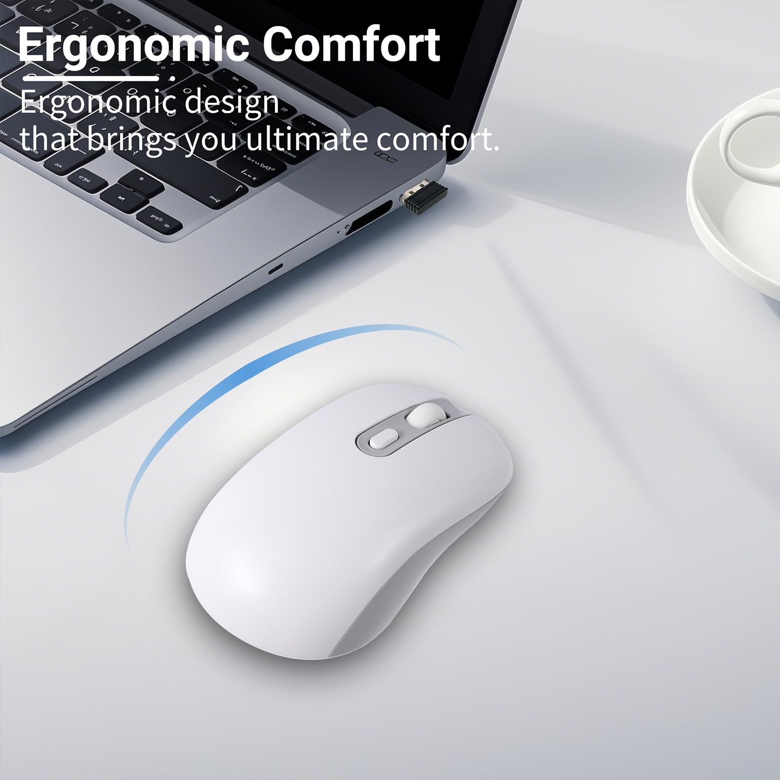 Ratón Bluetooth inalámbrico recargable (blanco)