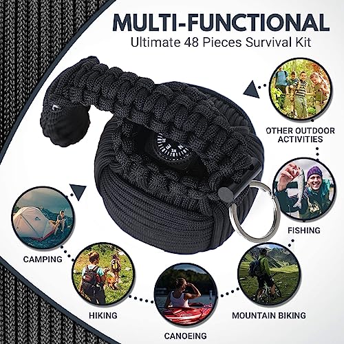 Survival Kit Paracord Grenade The #1 Best 48 Tool Emergency kit (Black) - Image 5