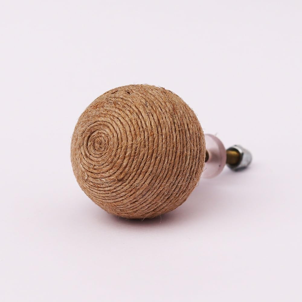 IndianShelf 1 Piece Brown Jute Vintage Kitchen Cabinet Knobs for Door Cupboard Dresser Cabinet Furniture Drawer Wardrobe Jute Entryway Pulls Knob