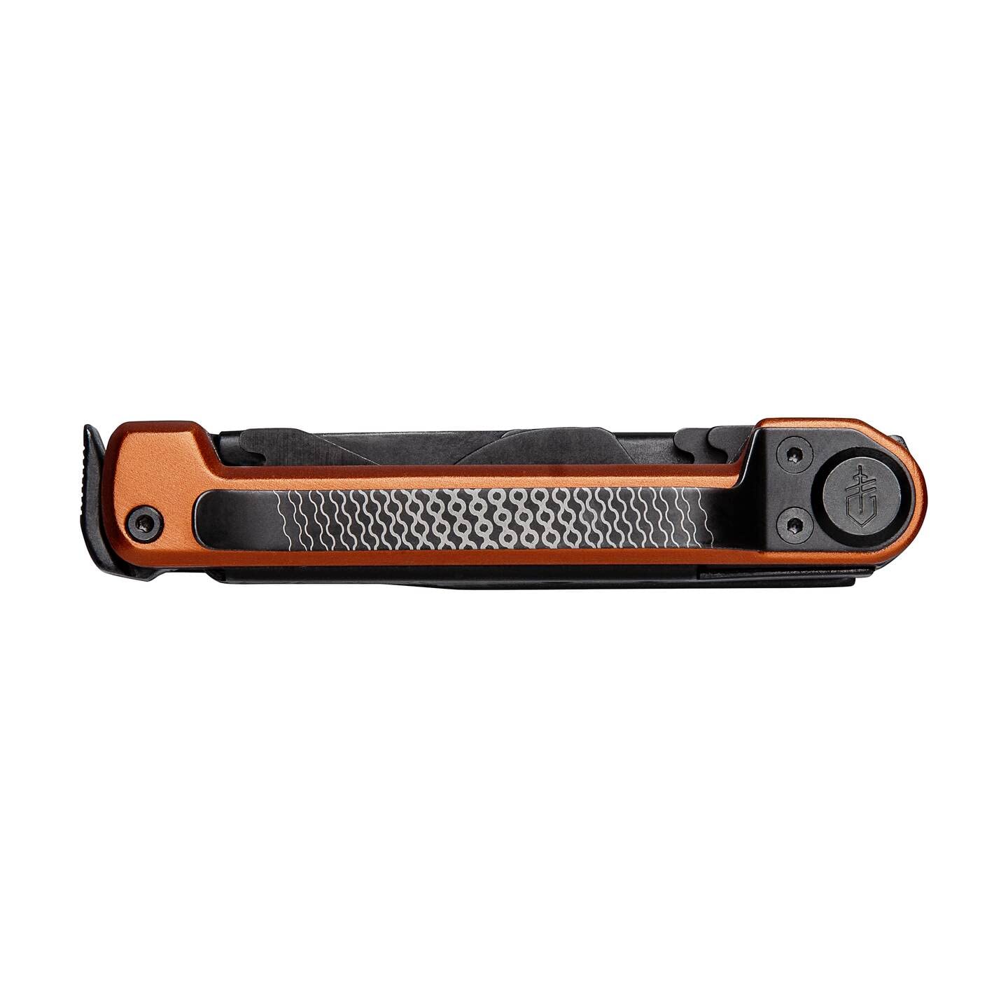 Gerber Scyzoryk z 7 funkcjami, narzędzie wielofunkcyjne z gładkim ostrzem, z nożyczkami i piłą, ArmBar Scout, czarny/pomarańczowy, stal nierdzewna/aluminium, 1064396