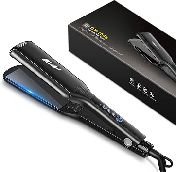 Professional Hair Straightener, 2.16 Extra-Large Floating Titanium Flat Iron, Anti-Static 30s Instant Heating Straightening Iron with 5 Adjustable for All Hair Types