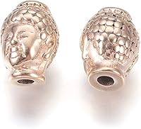 Vista 11 de Craftdady 50 cuentas espaciadoras tibetanas de metal antiguo de Buda de 0.433 x 0.413 in para hacer manualidades de joyería con agujero de 0.069