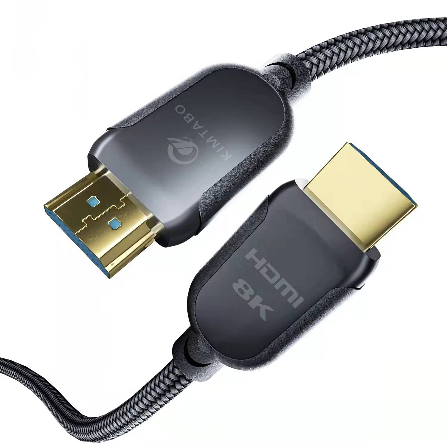 Cavo HDMI certificato 2.1, 48 Gbps, 6,6 ft/2 m, cavo HDMI 4K 120 Hz, 8K, KIMTABO intrecciato HDMI, compatibile con Dolby Apple TV 4K Roku Sony LG Samsung Xbox Series X RTX 3080 PS4 PS5-6,6 piedi