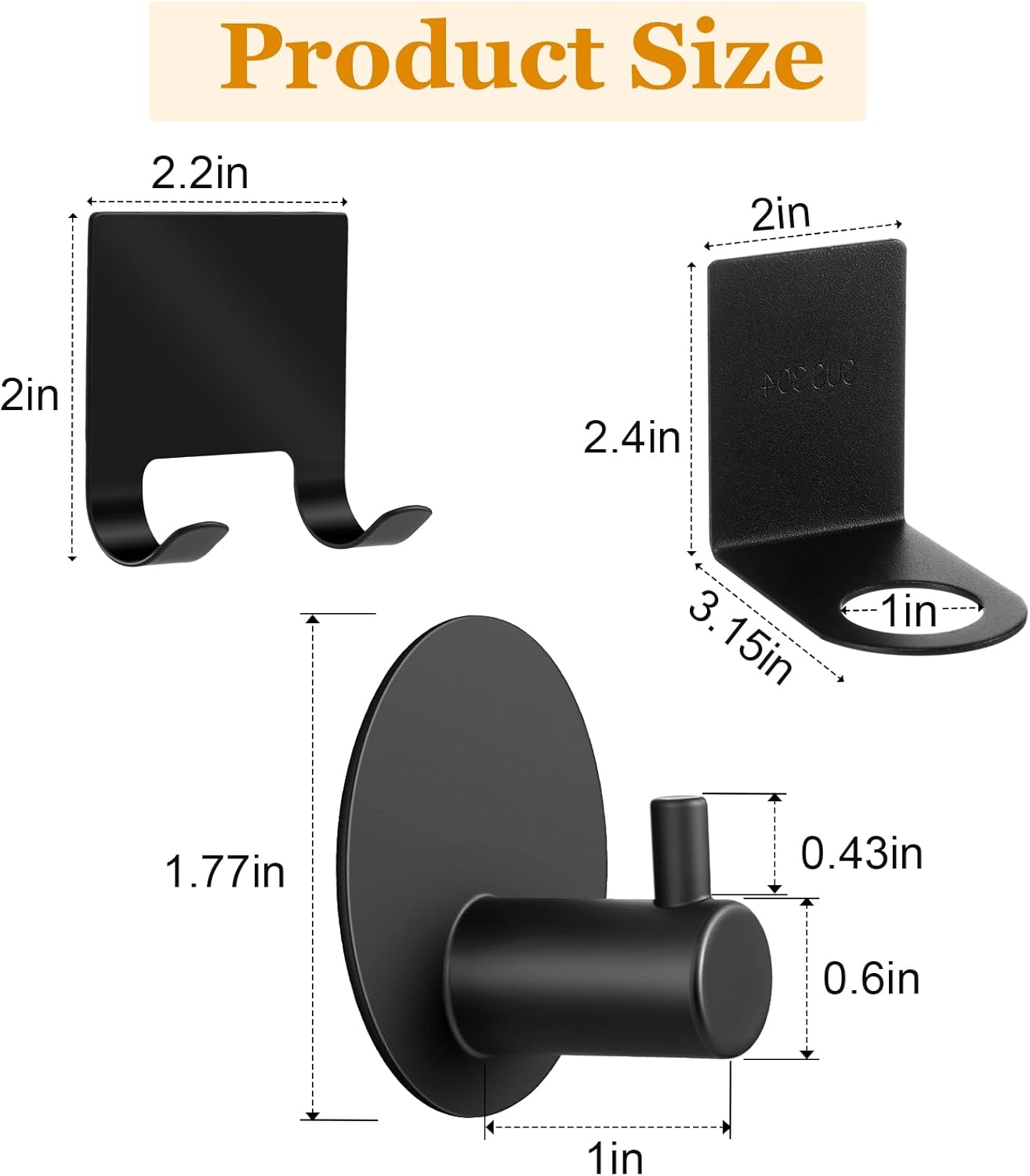 MorningRo 18pcs Adhesive Hooks Bathroom Adhesive Hooks Set Wall Mounted Shampoo Bottle Dispenser Holder Stainless Steel Soap/Towel/Shower Gel Container Holder for Kitchen Bathroom