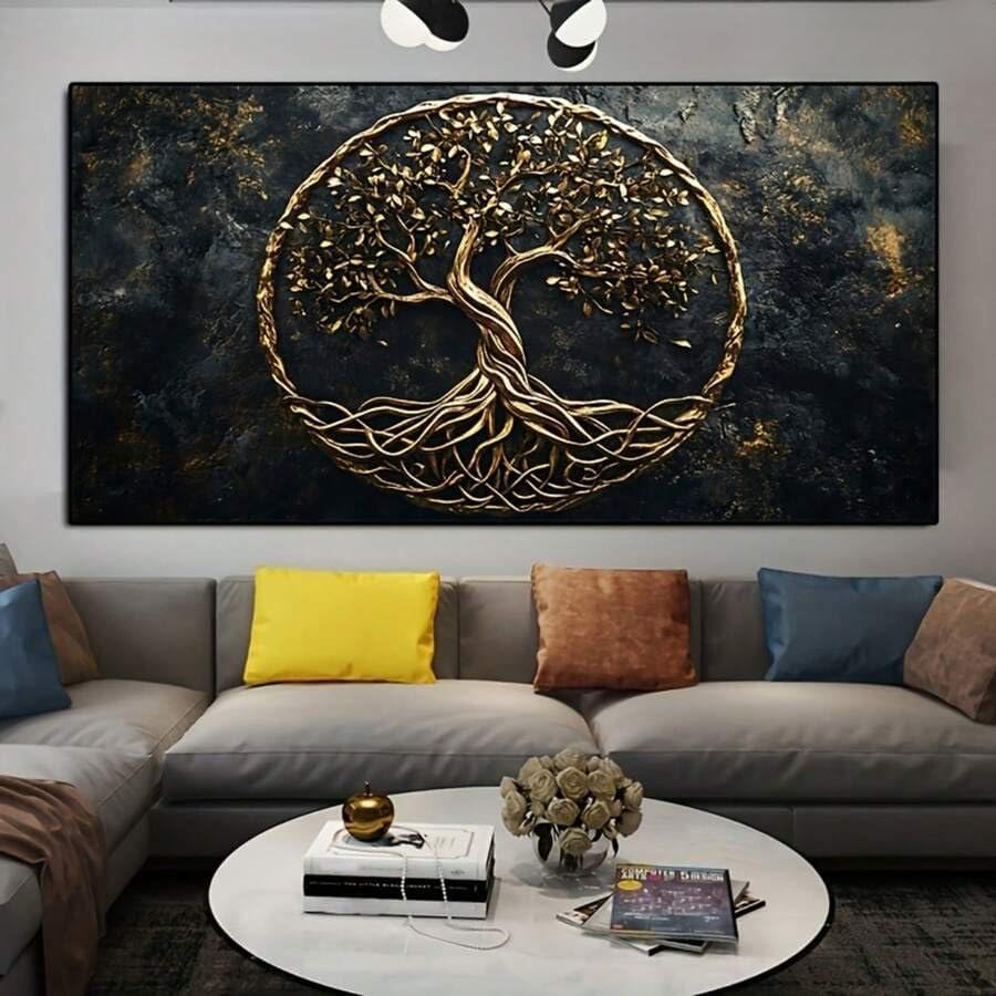 Toile murale Arbre de vie pour décoration de salon moderne et cosy