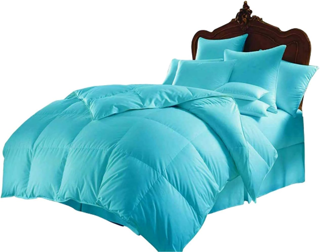 Aqua Blue Comforter Queen (88'' x 92'') All Season Goose Down Alternative 500 GSM 800 Thread Count 5 Piece Comforter