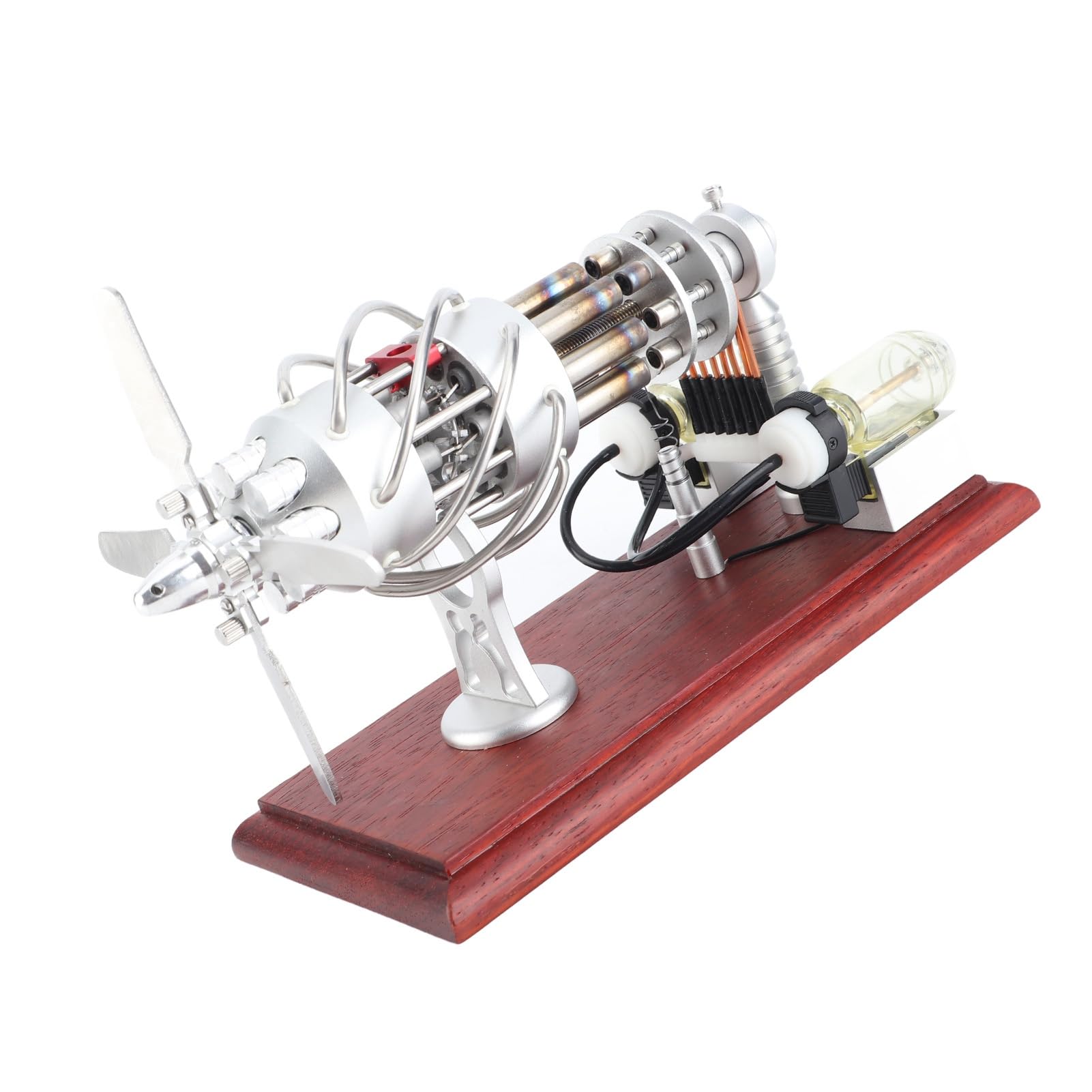 CHICIRIS Zestaw Modeli do Składania Silnika Stirlinga 16-cylindrowy Stabilny Generator Gorącego Powietrza Zabawka Edukacyjna dla Dzieci Projekty Naukowe Stop Aluminium + mahoń 7,9 X 3,9 X 6,1 Cala