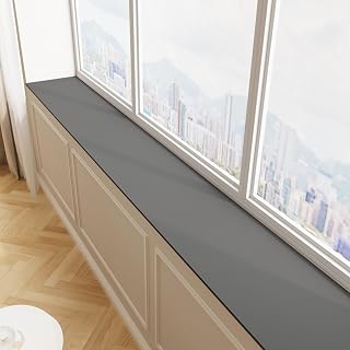 BANEBOR Adjustable Window Sill Cushion Pad - Waterproof Cut-to-Fit Seat Mat for Bay Windows, Non-Slip Dust-Proof Liner, Narrow 39x8 Grey