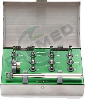 Universal Dental Implant Fixture Removal Kit Removes implant without bone loss with Ratchet Wrench