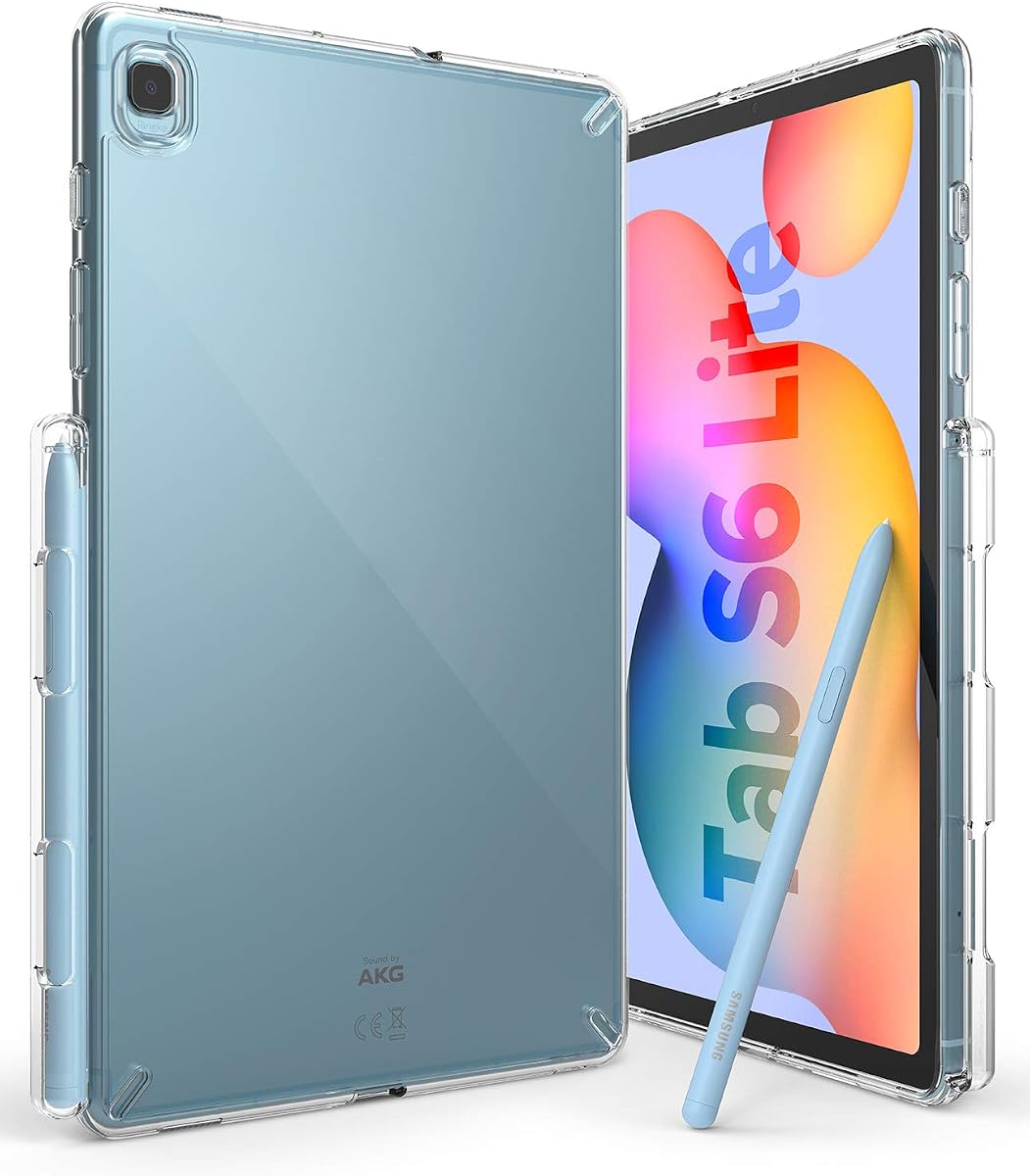 Ringke Fusion Case [Built-in Pen Holder] Compatible with Samsung Galaxy Tab S6 Lite Case 10.4 Inch 2024/2022 / 2020, Transparent Hard Back Shockproof Cover - Clear