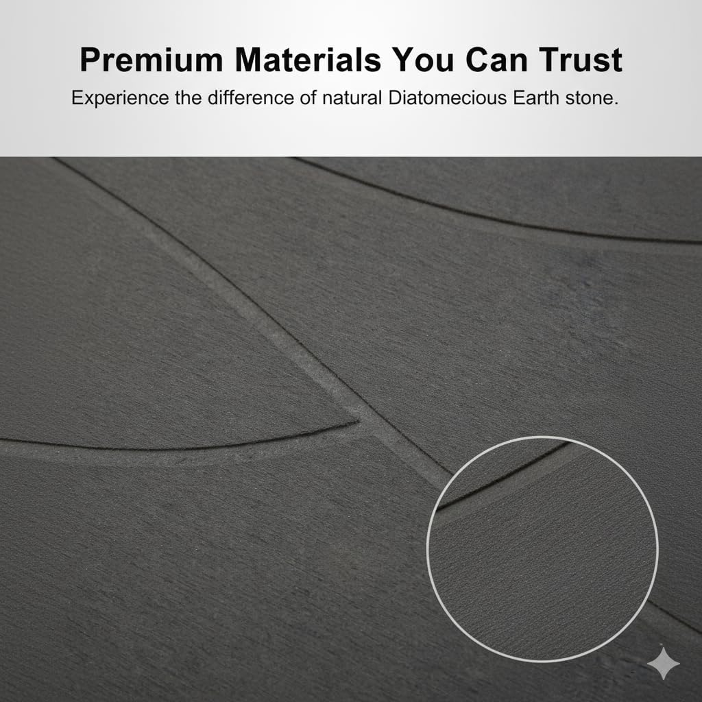 Dark Gray Stone Bath Mat – Quick Dry Diatomaceous Earth Bathroom Mat, Non-Slip & Absorbent Fast Drying Floor Mat, Easy to Clean, Modern Spa-Style Shower Mat - Image 6