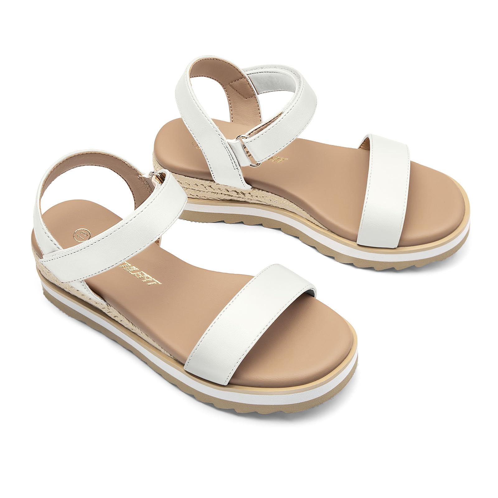 Athlefit Girls Platform Wedge Sandals Open Toe Espadrille Sandals Ankle Strap Summer Dress Shoes for Toddler Little Big Kid — view 5