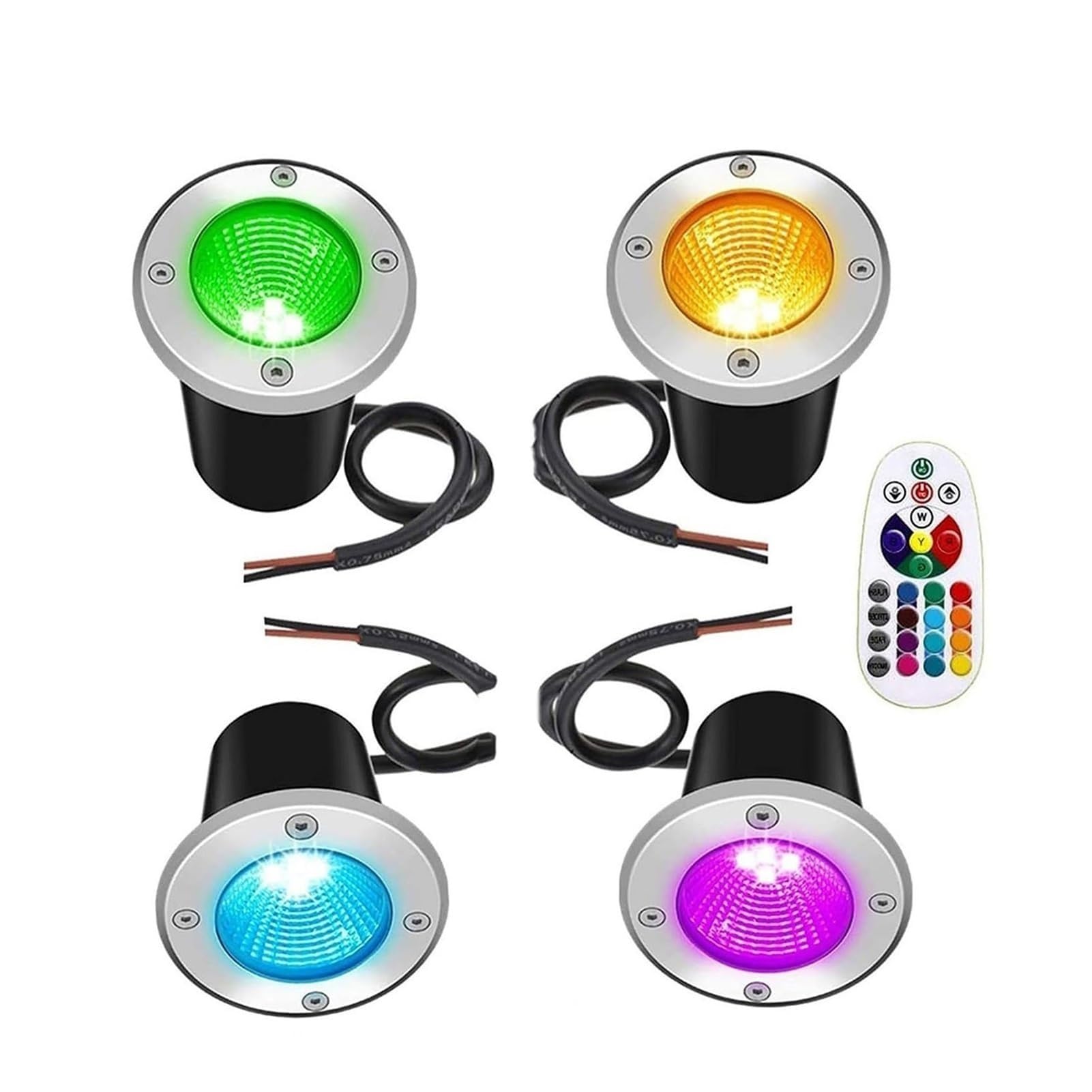 4 Piezas Lámpara De Paisaje RGB - Focos Suelo Led Exterior De 3W, Foco LED De Bajo Voltaje Que Cambia De Color Para Jardín, Lámpara De Pie Empotrada Impermeable IP65(3W(12V))