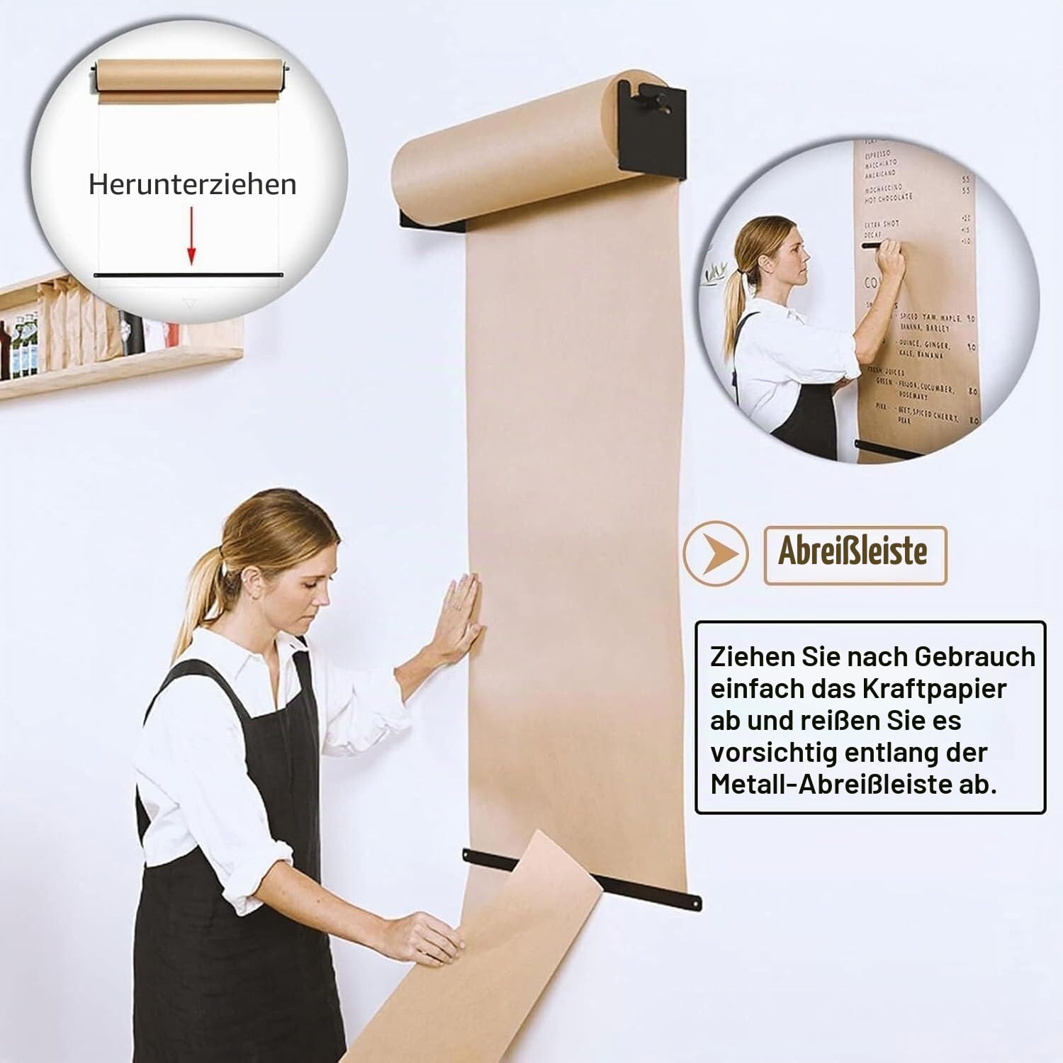 Vertikaler Kraftpapier-Rollenschneider-Spender, 12/24/36/48 Zoll breites Kraftpapierrollen-Set(24inch/60cm Wide)
