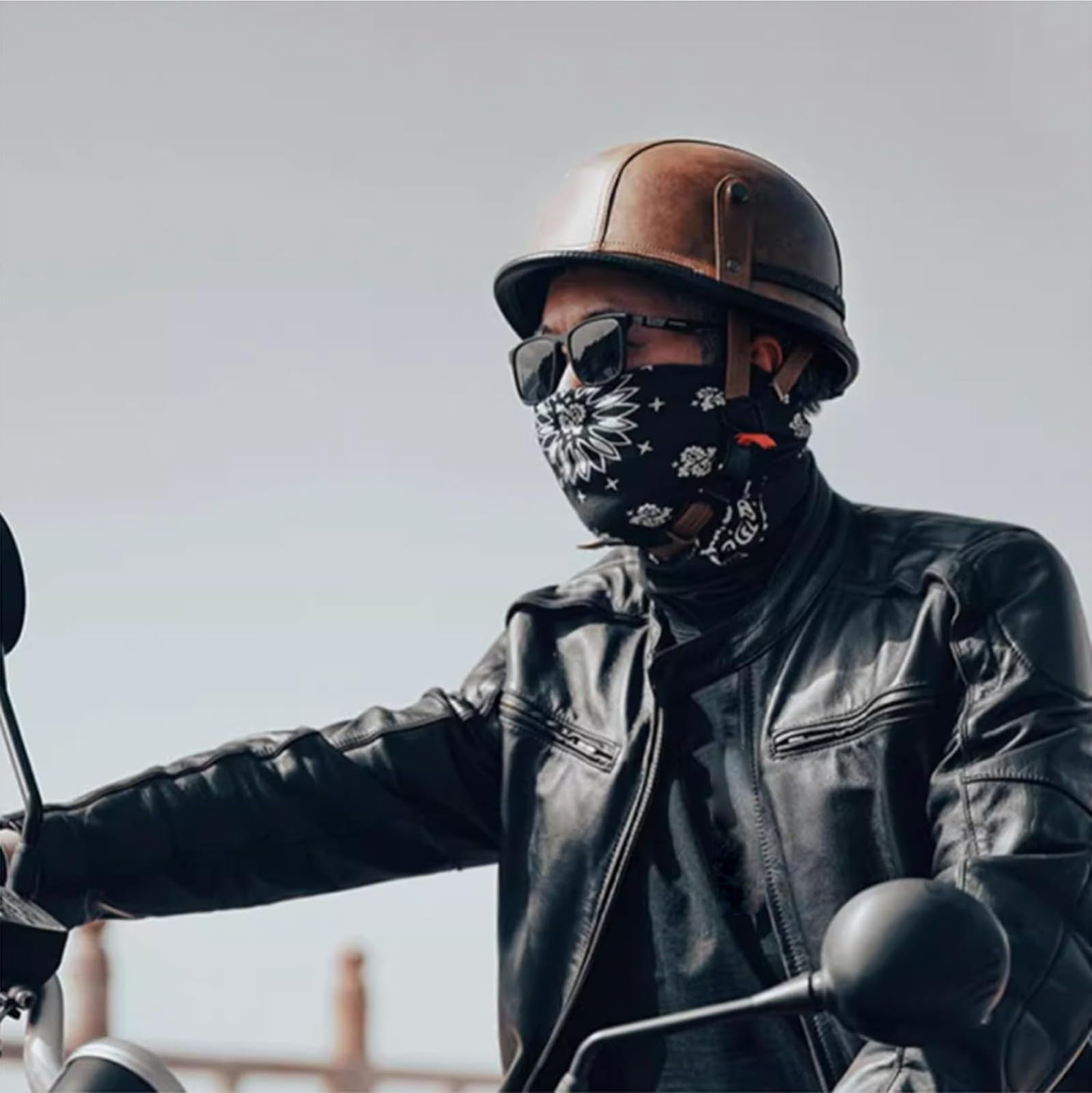 Półkask motocyklowy, niemiecki półkask motocyklowy z okularami ochronnymi, skóra PU w stylu retro hełmy dla dorosłych mężczyzn i kobiet, dopuszczenie DOT/ECE