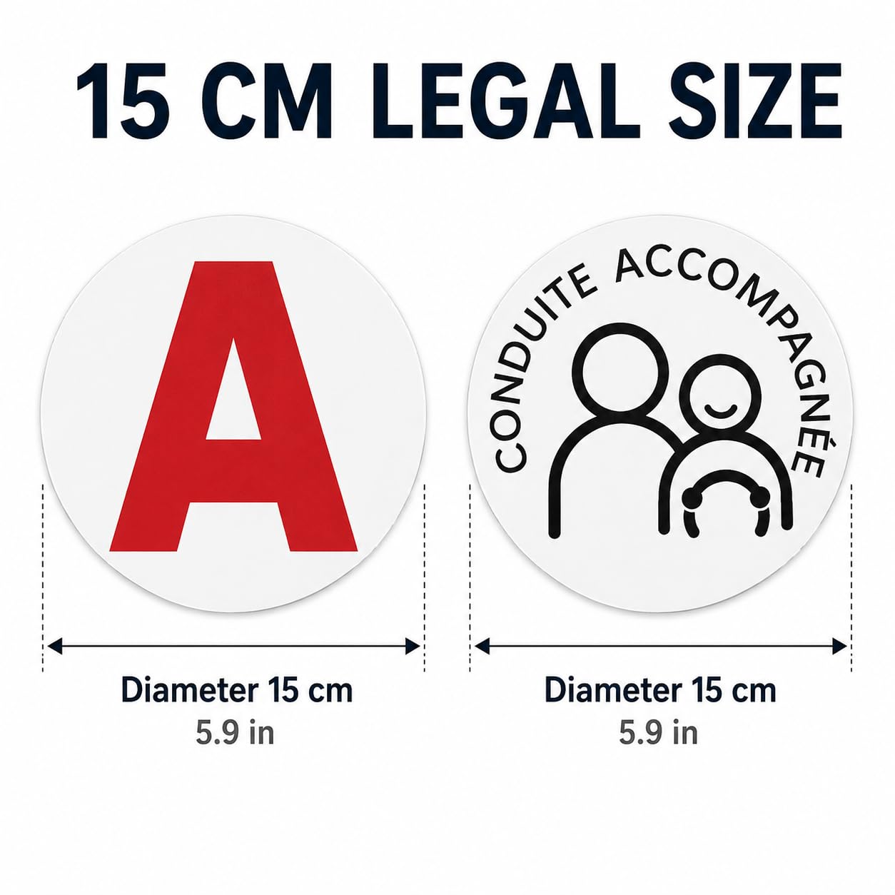 Autocollant Disque A 15cm - Conduite Accompagnée | Autocollant Statique À Poser dans La Vitre (Intérieur), Facile À Poser sans Colle, sans Résidus, pour Jeune Conducteur & École De Conduite