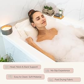 Luxurious Bath Gift Set for Women: Bamboo Bathtub Tray Caddy, Bath Spa Pillow, Bath Bombs & Bath Salts - Ultimate Spa Day Gifts for Women, Relaxation Gift Basket for Moms & Self Care