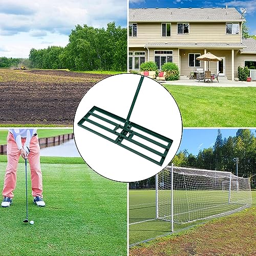 Image of Lawn Leveling Rake,Stainless Steel Lawn Leveler with 30 inchx10 inch Ground Plate, 78 inch Adjustable Long Handle, Level Yard Tool for Grass, Golf Field, Level Soil or Dirt Ground Surfaces-Green