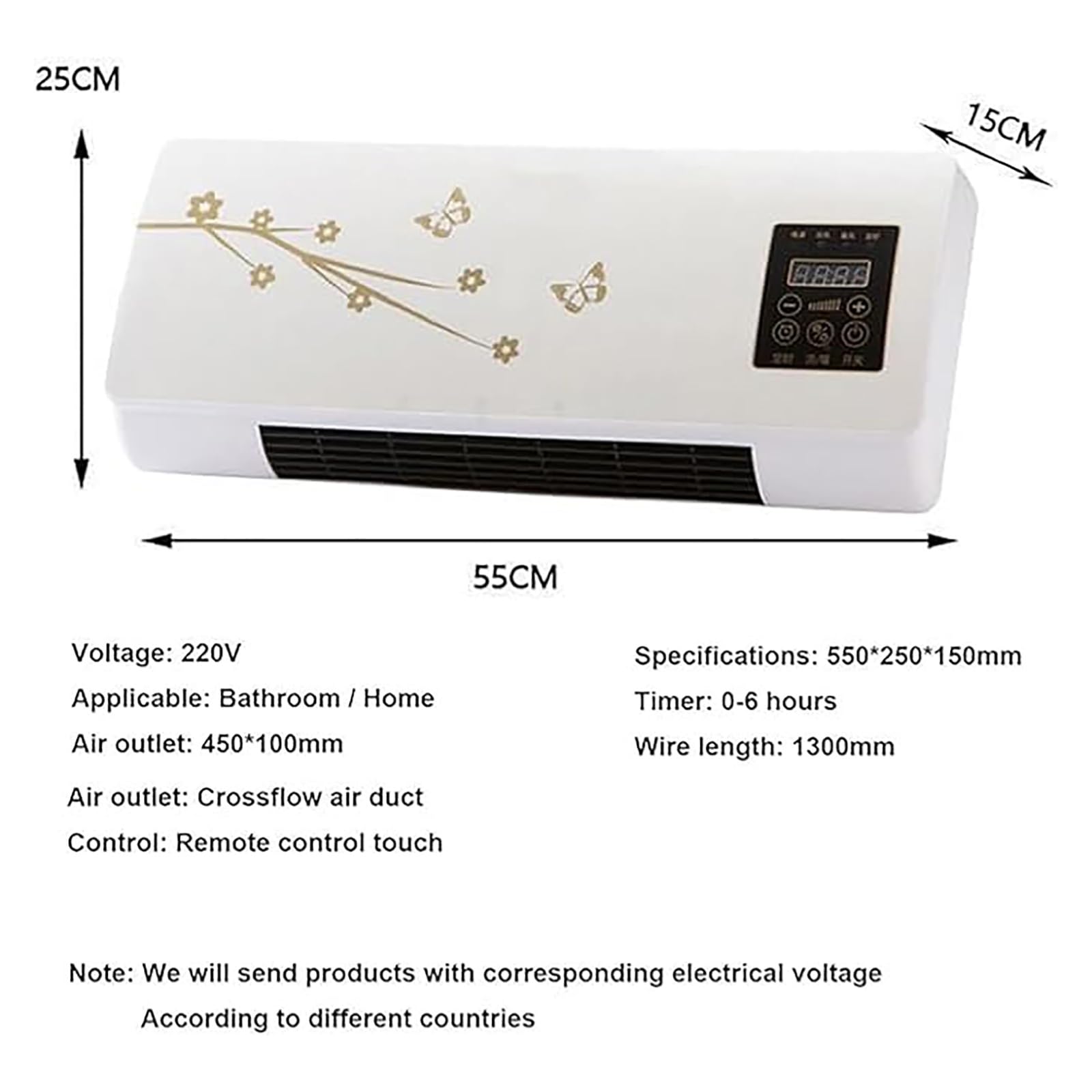 Climatiseur portable mural 2-en-1 2000 W | Refroidissement/chauffage naturel rapide | Ultra silencieux for les chambres(A)