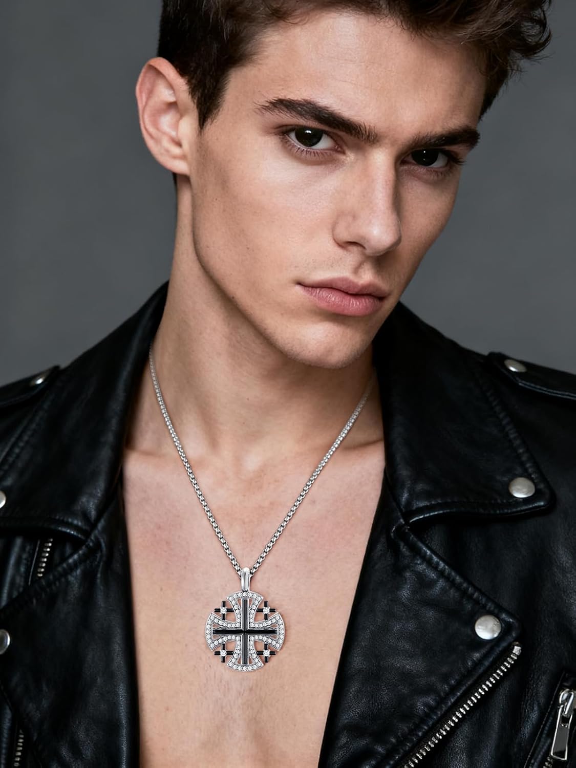 Cross Necklace for Men 925 Sterling Silver Men's Cross Necklace Catholic Religious Gifts - Image 4