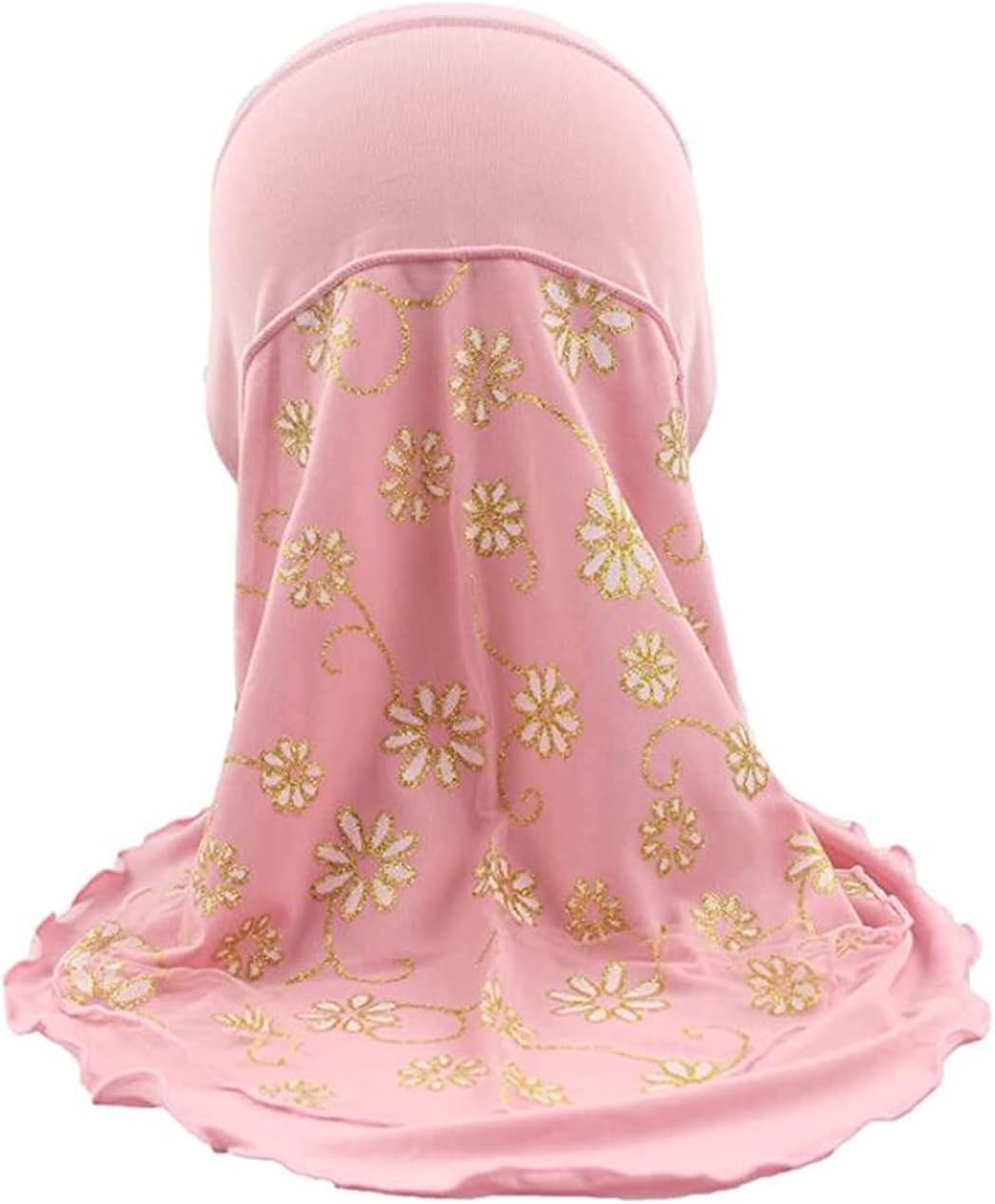 Girl Hijab Head Scarf Fashion Lace Mesh Flower Hood Cap Hair Cover Age 2-6