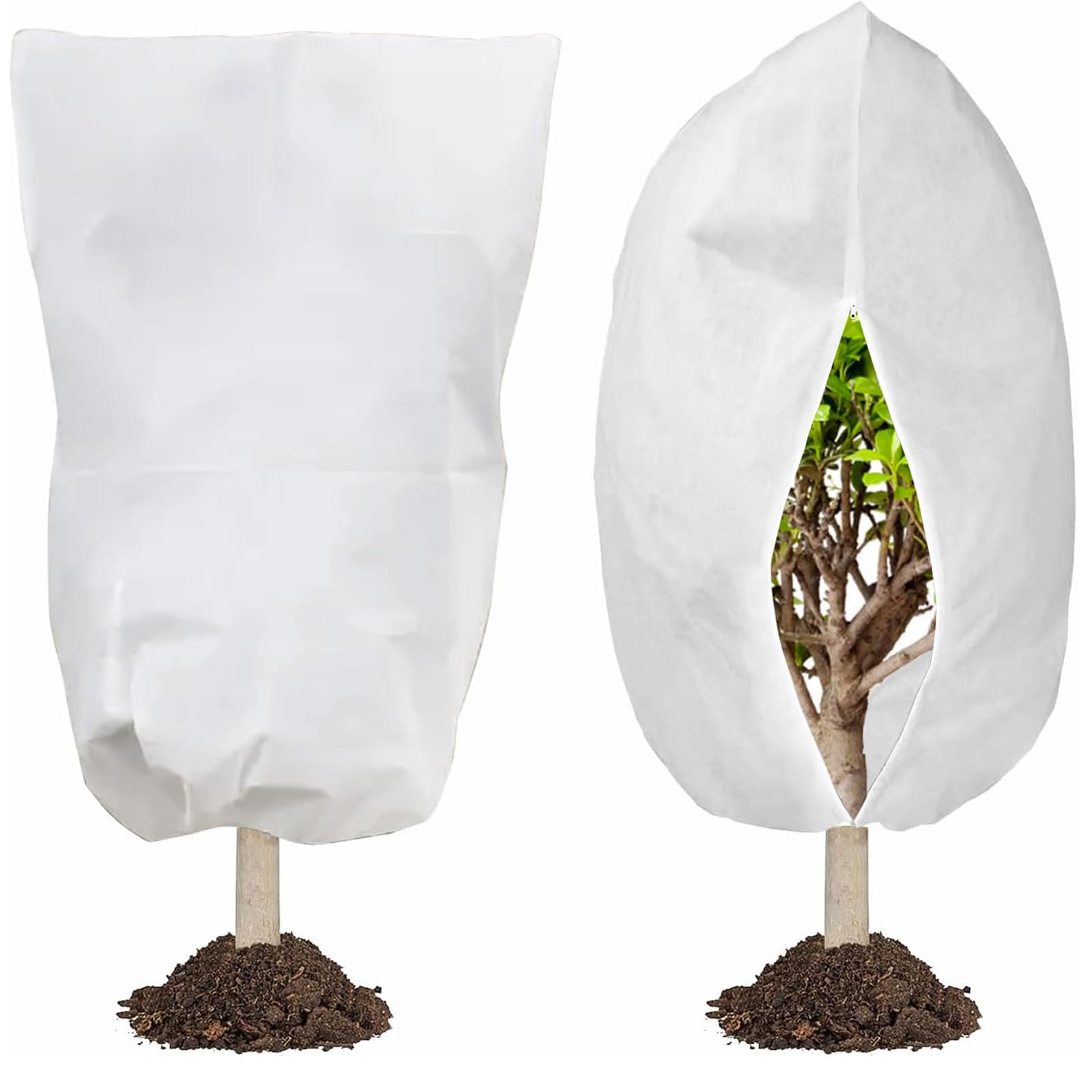 2 Pièces 120 x 180 cm Voile d'hivernage, Respirant 80 g/m² Housse Hivernage Plante avec Fermeture éclair et Cordon de Serrage pour la Protection des Plantes en Extérieur en Hiver