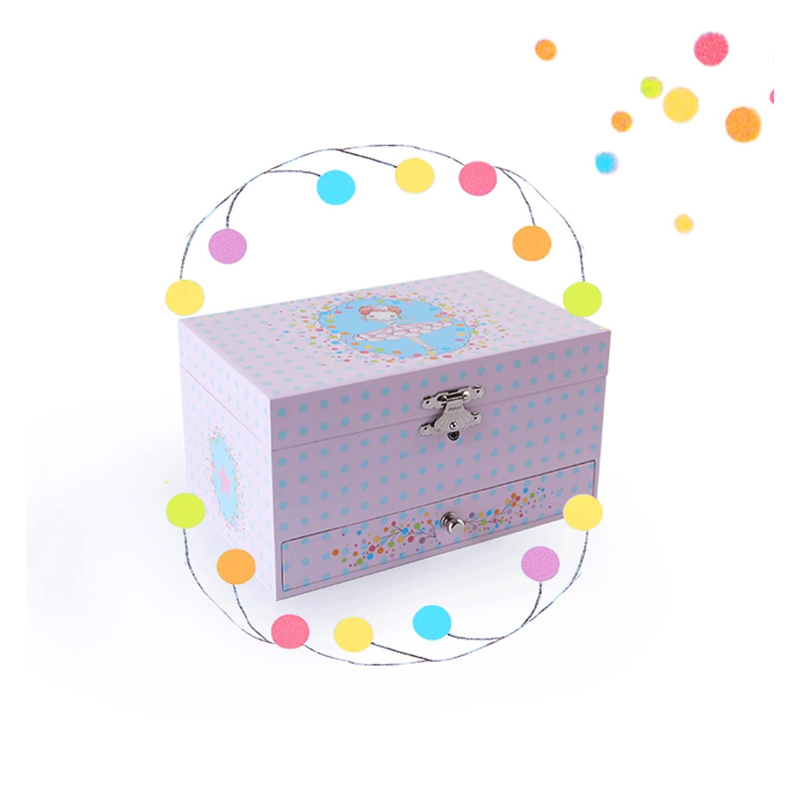 SISWIM Cajas de música Niña Chica Joyería Almacenamiento Música Caja de Música Doble Caja Multifunción Música Caja de Música Rotating Baile Ballet Ladies Regalos Cajas de música para niñas