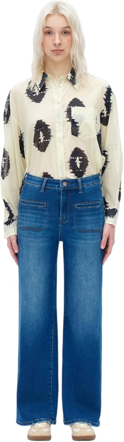ONESO Wide Leg Baggy Jeans for Women High Waisted Stretchy Jeans Trendy Relaxed Straight Curvy Jean Casual