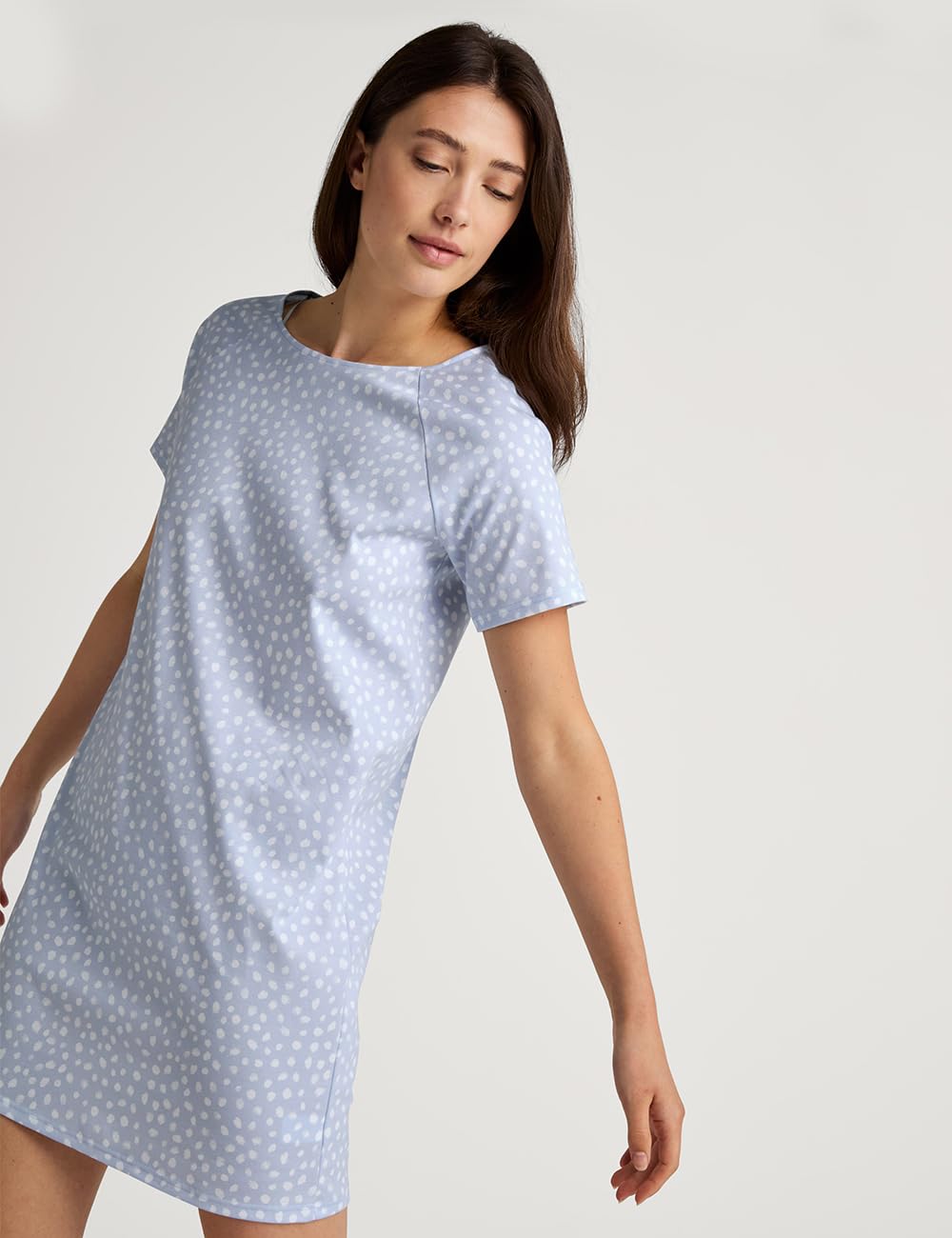 CALIDA Favourites Babydoll Damen, Babydoll, feiner Nadelzug, strapazierfähig, mit Spitze | aus Baumwolle, pflegeleicht, dekorativer Schlitz am Saum, Länge 100cm