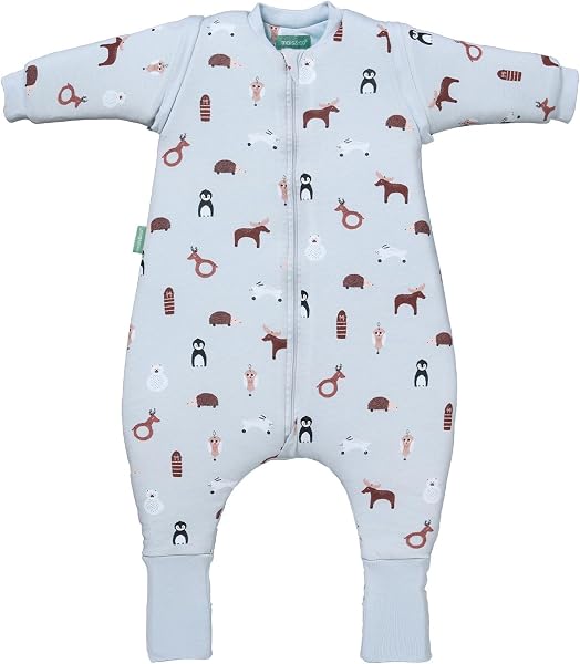 molis&co. Pijama Manta con Mangas Desmontables, Calcetines Antideslizantes, TOG 2.5 Estampado Winter Animals, Algodón 100%, Oeko-Tex 100 Certificado, 1 año - 1