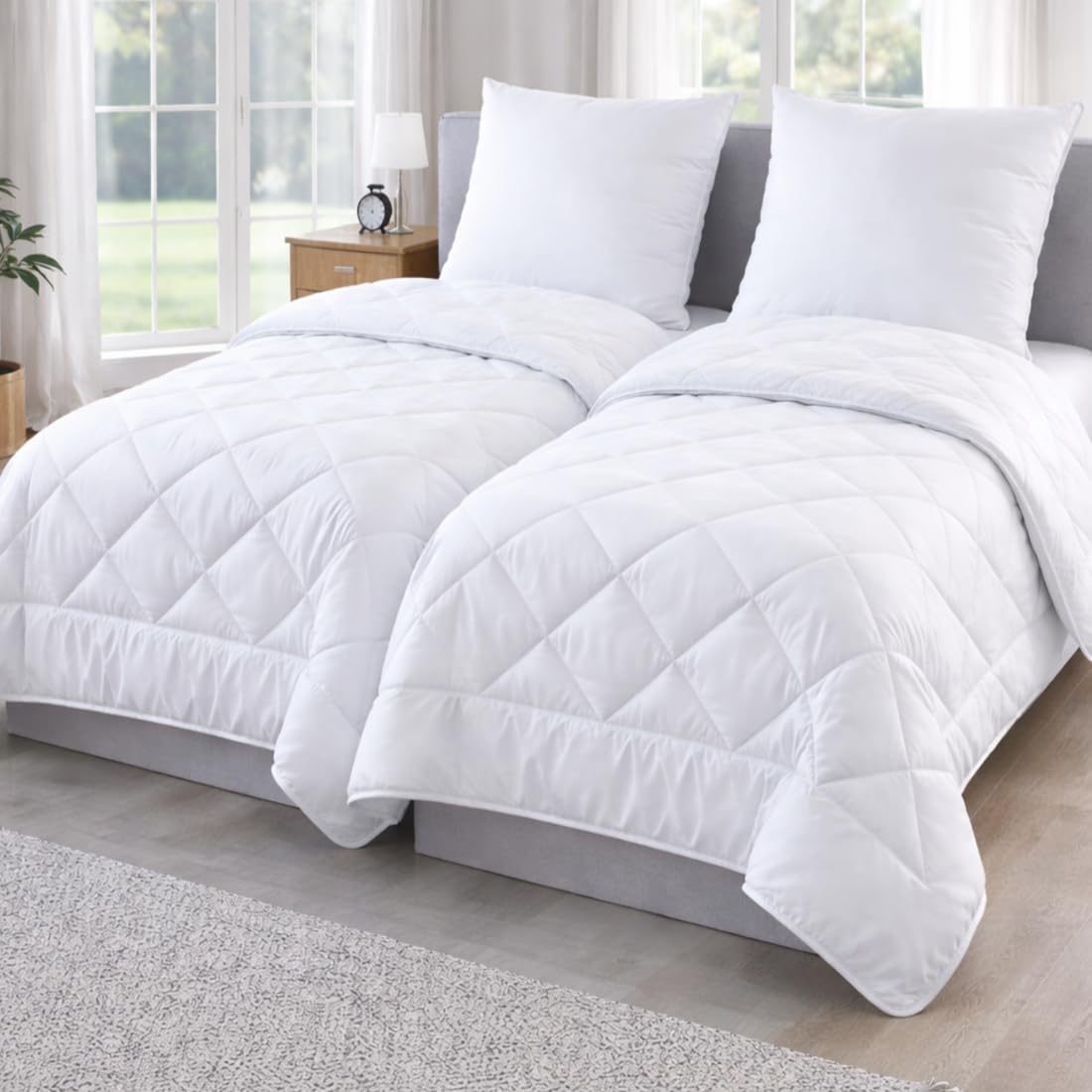 MALIKA Doppelpack Bettdecke 135x200 inkl. 2X Kopfkissen 80x80 - Ganzjahresdecke - Waschbar, Schlafdecke - Duvet - Bettdecke 2er Set