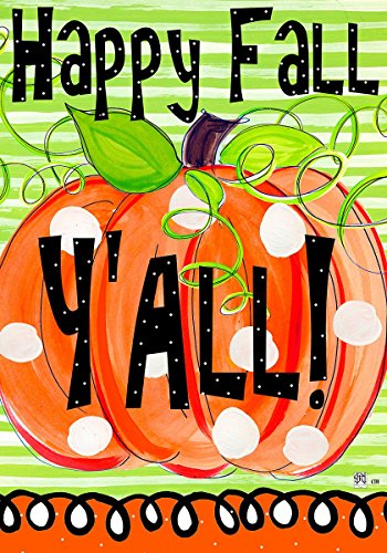 Custom Decor HAPPY FALL PUMPKIN - Fall Themed - Double Sided - Garden Size 12 Inch X 18 Inch - Decorative Flag