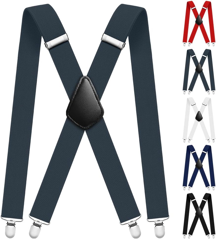 Mens Braces, Mens Suspenders with Strong Metal Clips, 3.5cm Wide Heavy Duty Suspenders for Men Women Business Wedding Casual