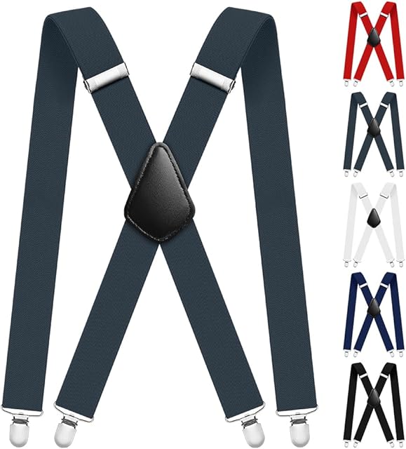 AOMIG Męskie szelki, męskie szelki z mocnymi metalowymi klipsami, wytrzymałe szelki o szerokości 3,5 cm, regulowane elastyczne szelki do spodni, jeden rozmiar dla mężczyzn kobiet biznesowych na ślub