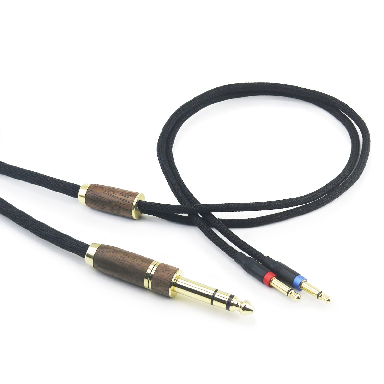 Cavo audio di ricambio 7N OCC placcato argento compatibile con Denon AH-D7200 AH-D7100 AH-D9200 AH-D5200, per cuffie Focal Elear con guscio in legno di noce, adattatore da 3,5 mm/6,35 mm