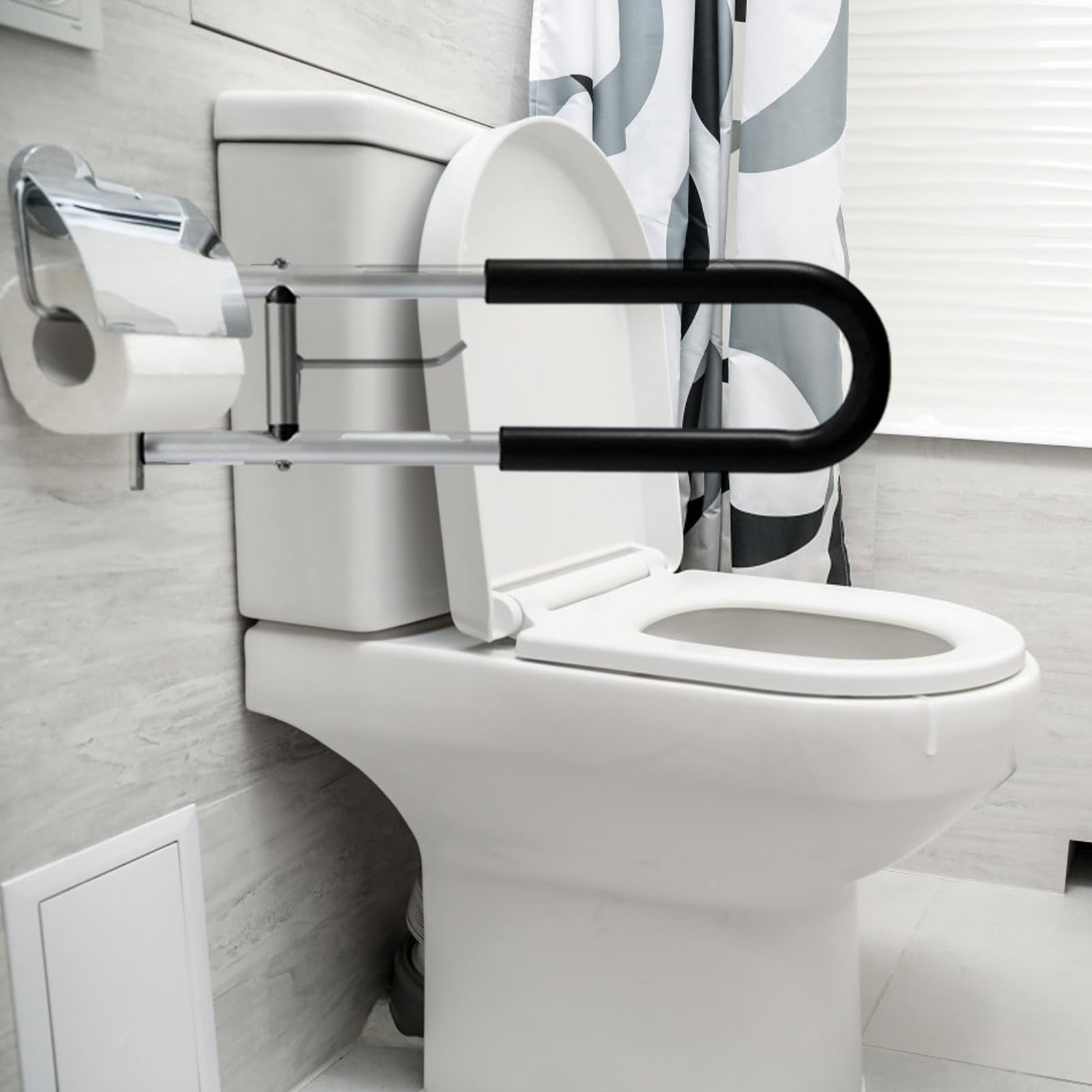 Barras de seguridad para baño, asideros para discapacitados - Pasamanos de | aleación de aluminio resistentes para inodoro | Riel de soporte plegable impermeable en forma de U para