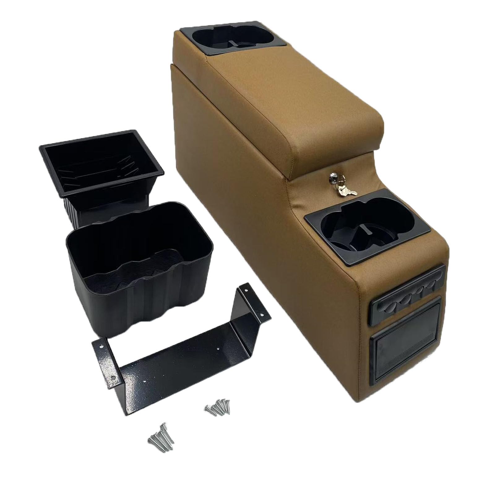 Truck Center Console Truck Seat/Bench Organizer for Jeep CJ5 1976-1983,Jeep CJ7 1976-1986,Jeep Wrangler(YJ) 1987-1995 (Brown)