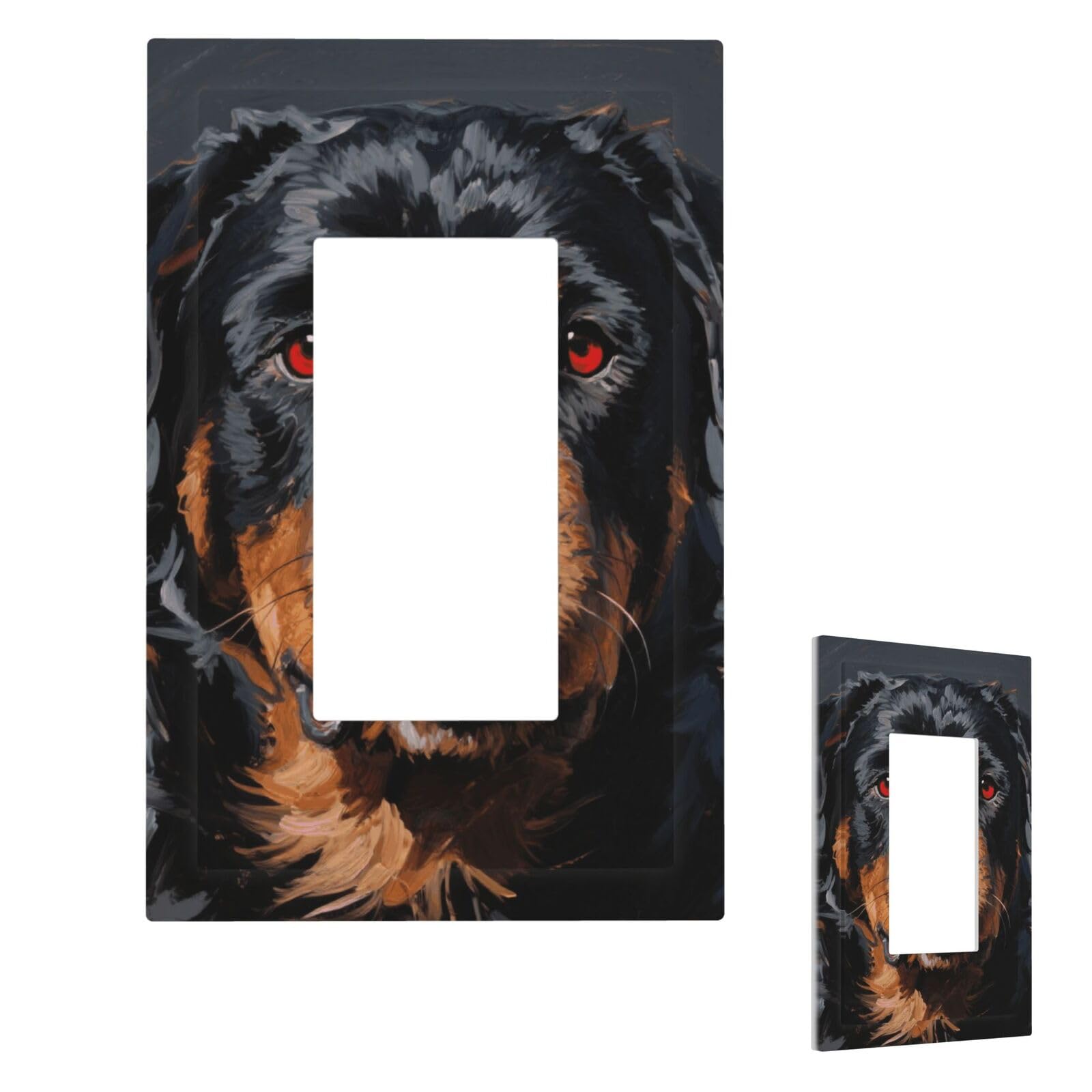 Cool Rottweiler Dog Art Wall Plate Cover Modern Decorative 1 Gang Light Switch Cover Unbreakable Receptacle Outlet Covers For Living Room Bedroom Home Decor 1 Gang