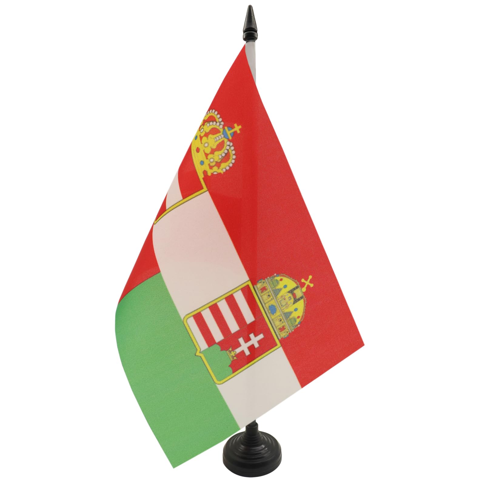 AZ FLAG Flaga na Biurko Austro-Węgry 1867-1918 21x14 cm Plastikowa Podstawa | Do wnętrz flaga biurkowa szyte wykończenie ze wzmocnionymi krawędziami z plastikowy maszt poliester 100D