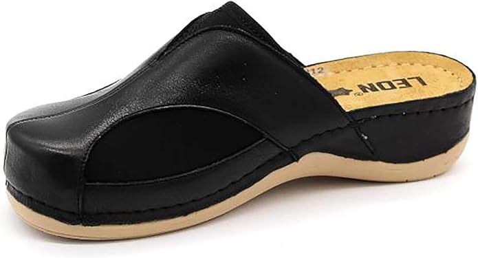 LEON 3300 Lederschuhe Damen - Bequeme Pantoffeln Mit Gel-Innensohle Für Ganztägigen Komfort