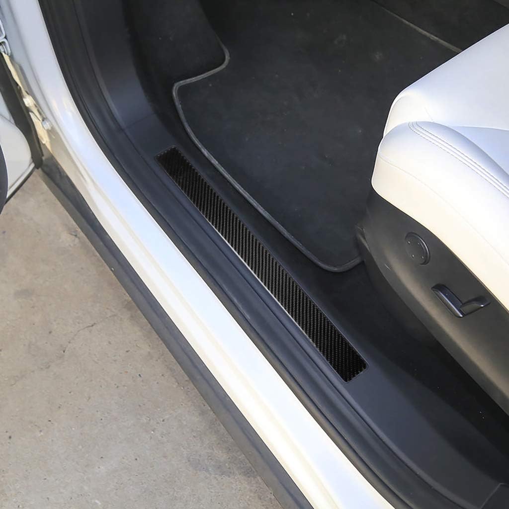 Carbon Fiber Inner Mouldings Panel Frame Cover Accessories Interior Sticker Trim For Tesla Model X (Door Sill Plate Guard B,Model X)