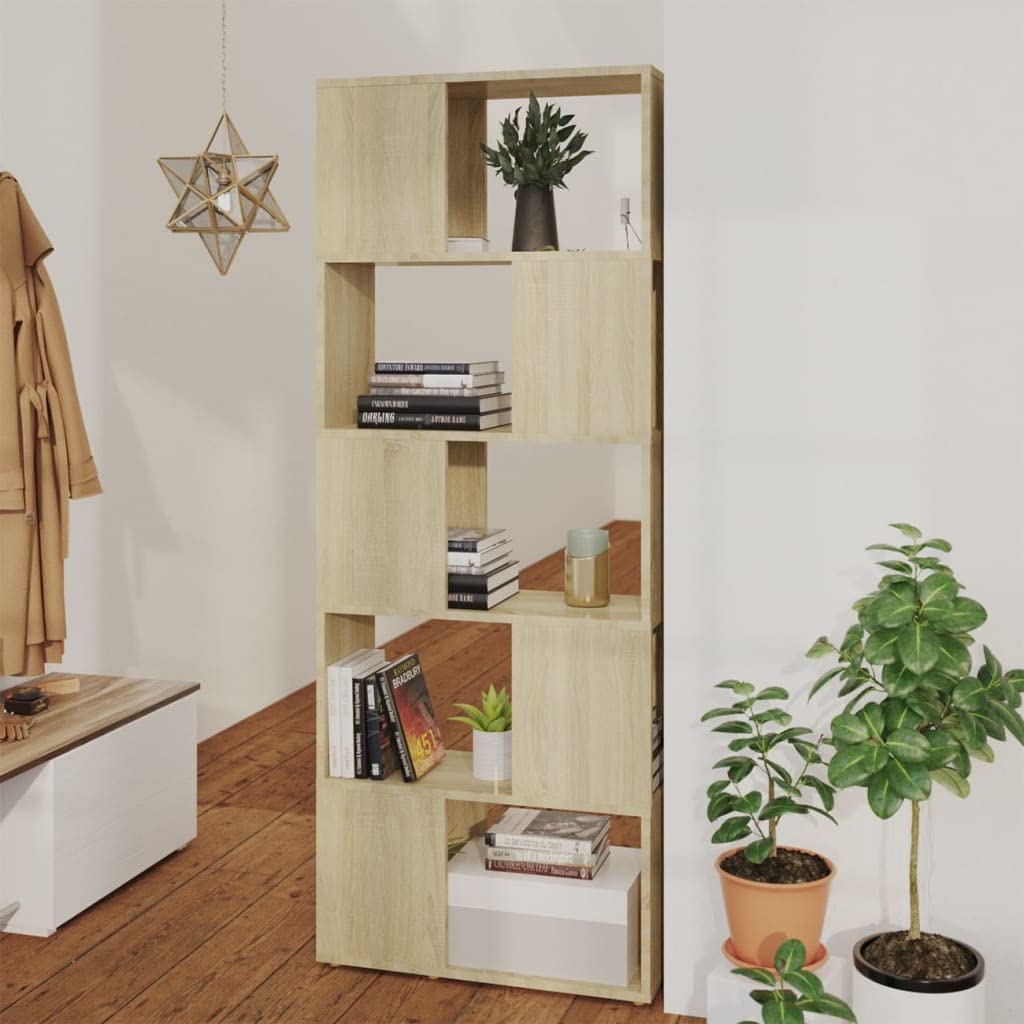 Bücherregal aus Holzwerkstoff, offenes Regal Sonoma-Eiche, vielseitig als dekorativer Stauraum für Bücher, Zeitschriften und Dekoration, pflegeleicht mit feuchtem Tuch