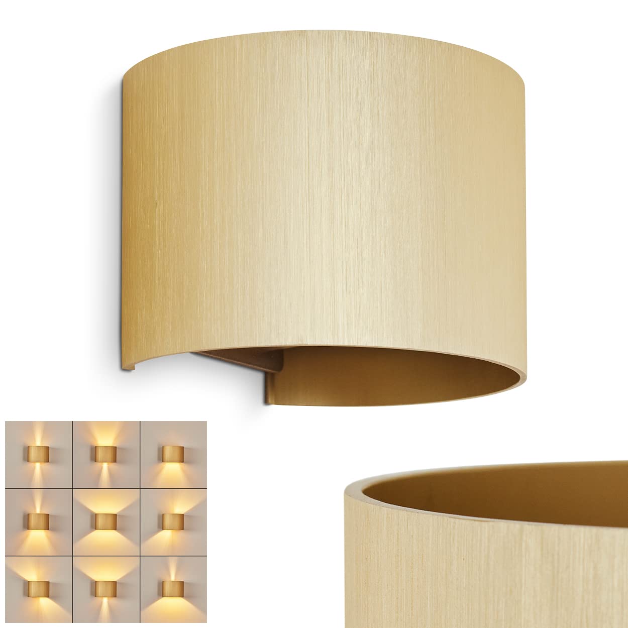 Hofstein Gold Wall Lamp Badajoz, Modern Wall Lamp Made Of Metal In Colour, Round Lamp With Different Light Effects Due To Adjustable Lampshade, Up & Down Lamp, 1-Flame, 1 X G9, Without Bulb