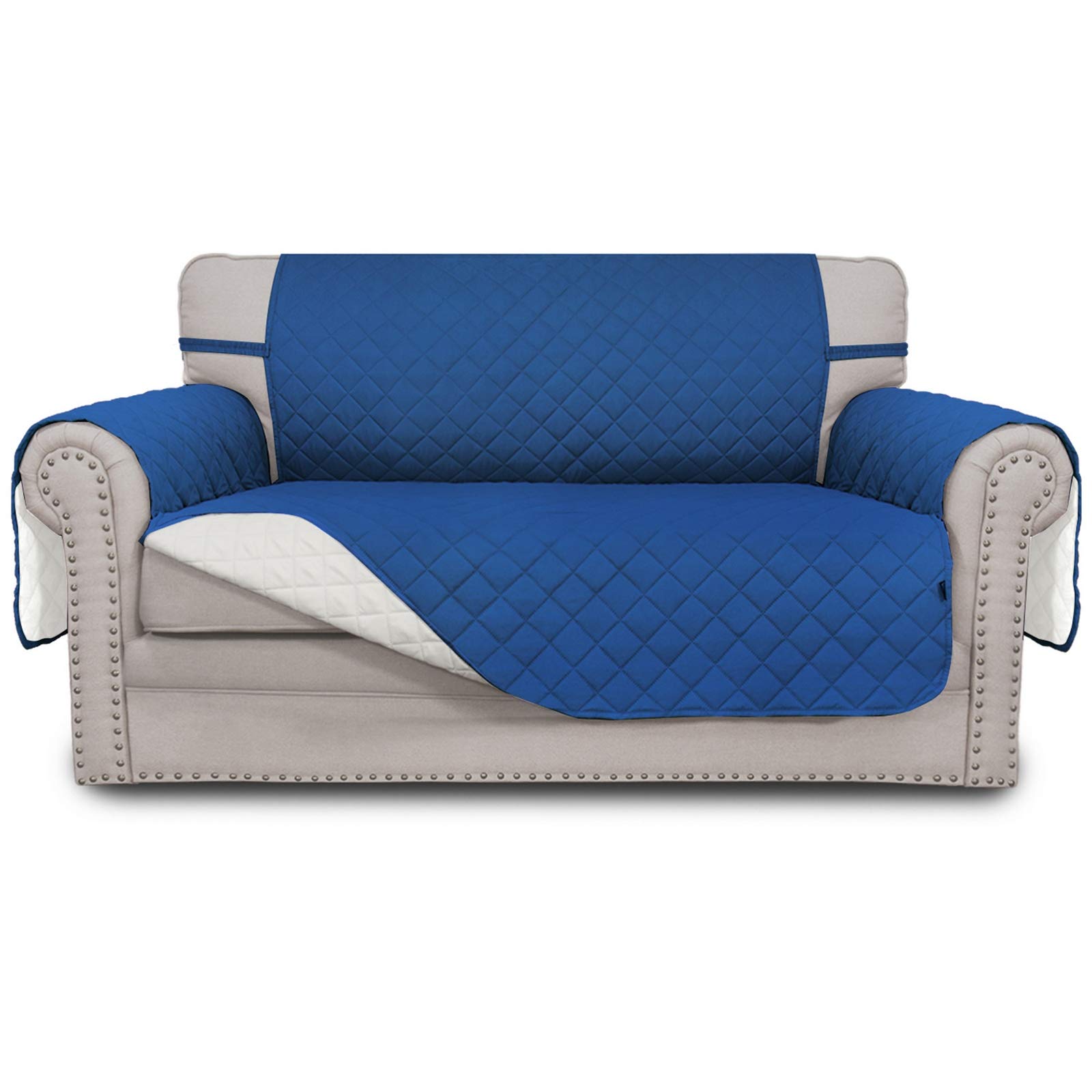 Easy-Going Sofa Slipcover Reversible Sofa Cover Water Resistant Couch Cover Furniture Protector Cover with Elastic Straps for Pets Kids Children Dog Cat(Loveseat, Blue/Ivory)
