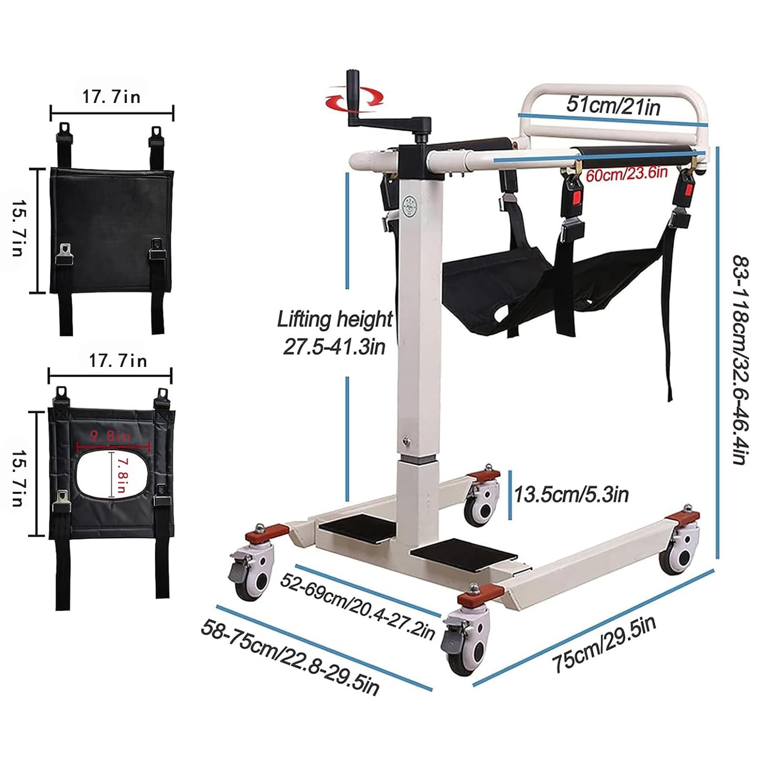 Silla de Traslado de Pacientes, Elevador para Silla de Ruedas Grúa para Elevación y Traslado de Pacientes, Elevador de Silla de Ruedas para Ancianos Discapacitados