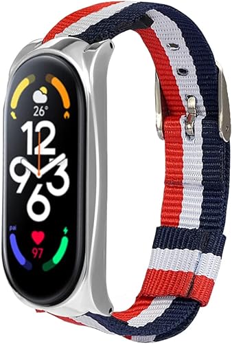 Correa de reloj transpirable compatible con Xiaomi Mi Band 7, correa de repuesto de lona deportiva, ajustable, duradera, suave, ligera, compatible
