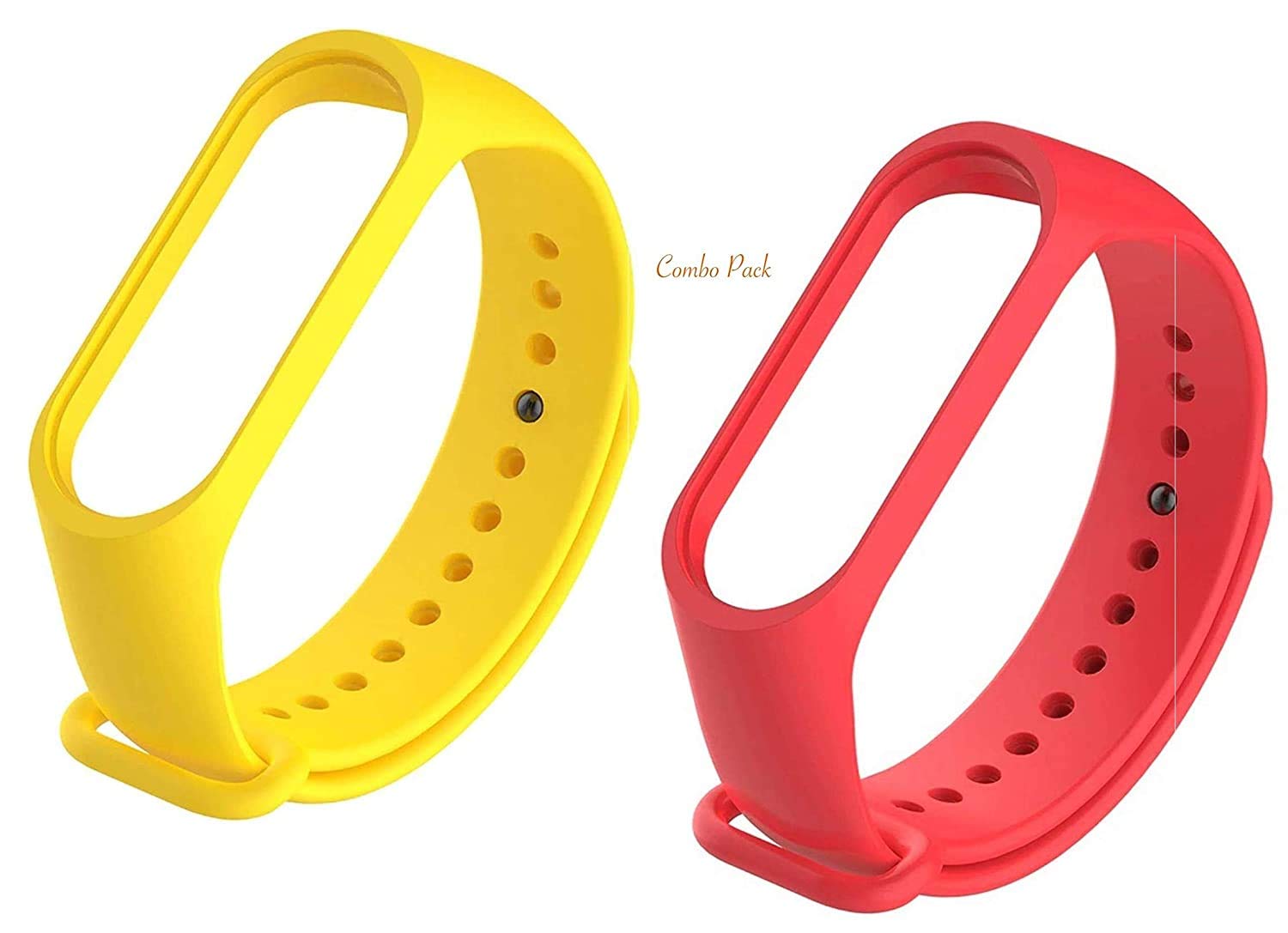 TKM Premium Soft Silicone Mi Band 4 Strap Waterproof Replacement Wristband Strap Fashion Accessory Compatible for Xiaomi Mi Band 4 and Mi Band 3 (Tracker NOT Included) (Yellow+RED)
