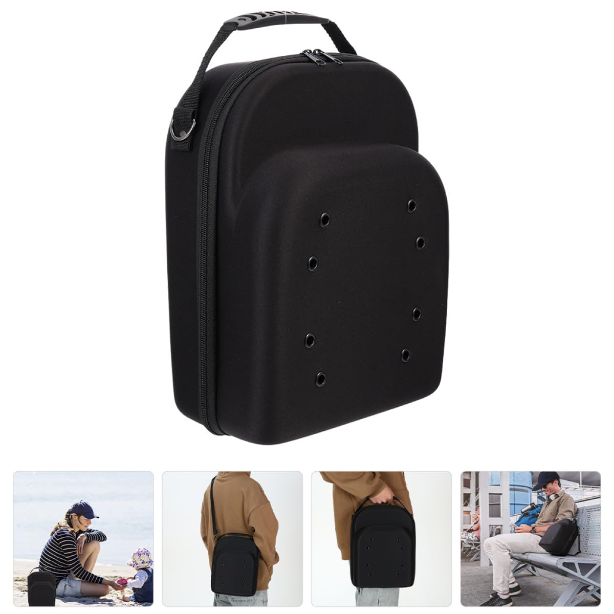 Estuche de Viaje para Gorra de Béisbol Eva Negro 33x26x14 Cm | Organizador Portátil Anti-extrusión, Sombrero, Formato Compacto y Fácil de Llevar