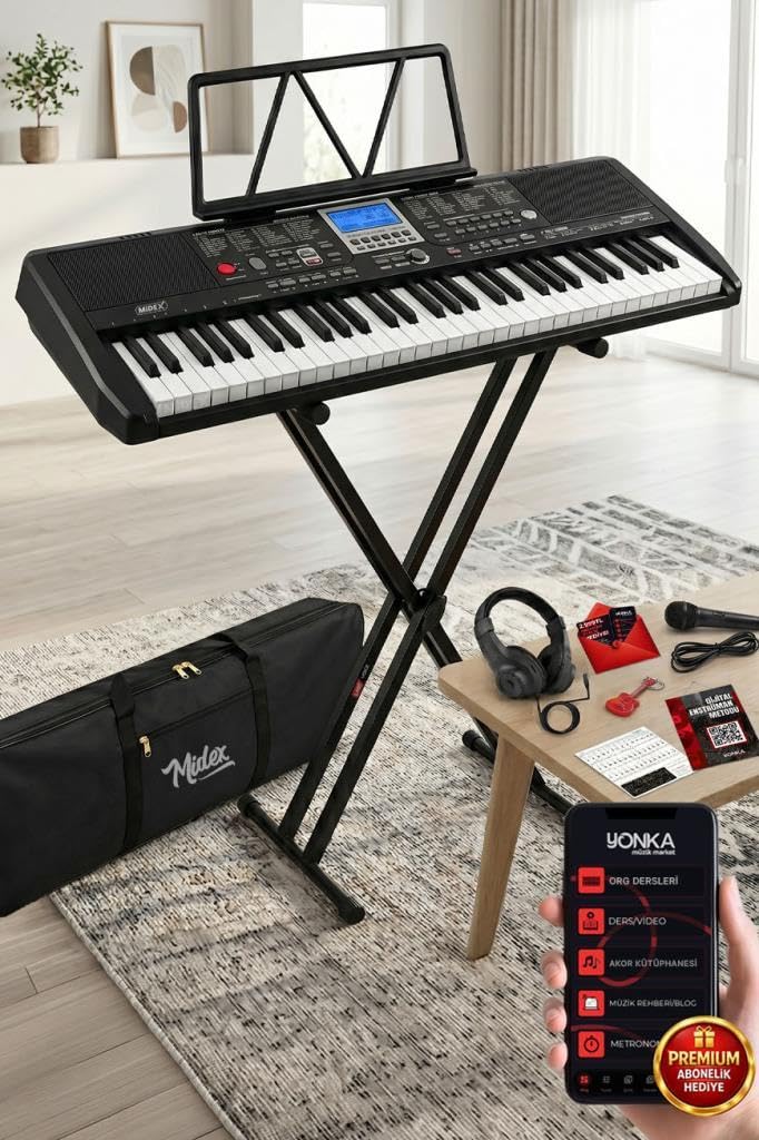 Midex PS-1800BK-SET 61 Tuşlu Kaliteli Org Dijital Ekranlı Stand